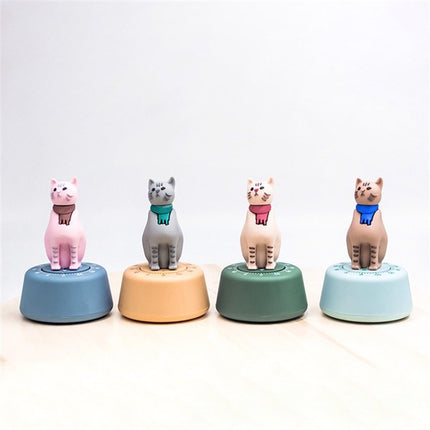 Cartoon Cat Shape Countdown Timer Student Learning Time Manager Kitchen Timer Mechanical Reminder(Yellow)-garmade.com