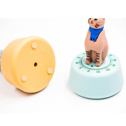 Cartoon Cat Shape Countdown Timer Student Learning Time Manager Kitchen Timer Mechanical Reminder(Yellow)-garmade.com