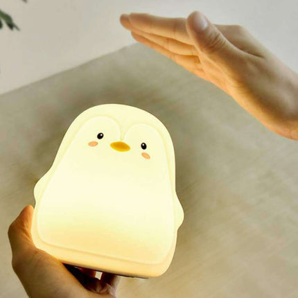 Penguin Silicone Pat Night Light Children Bedside Atmosphere Lamp(White)-garmade.com