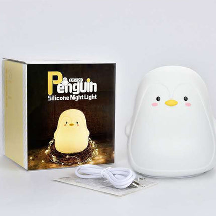 Penguin Silicone Pat Night Light Children Bedside Atmosphere Lamp(White)-garmade.com