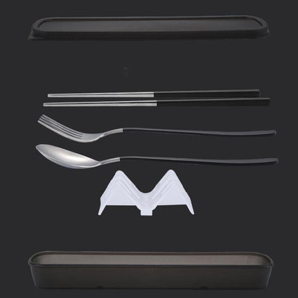 3pcs / Set Portable Stainless Steel Tableware Creative Set Chopsticks Spoon Fork Gift, Color:Steel-garmade.com