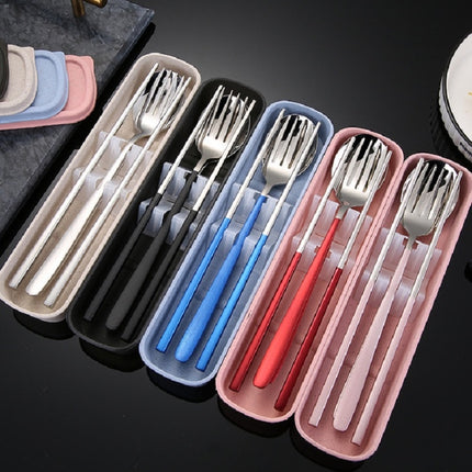 3pcs / Set Portable Stainless Steel Tableware Creative Set Chopsticks Spoon Fork Gift, Color:Steel-garmade.com