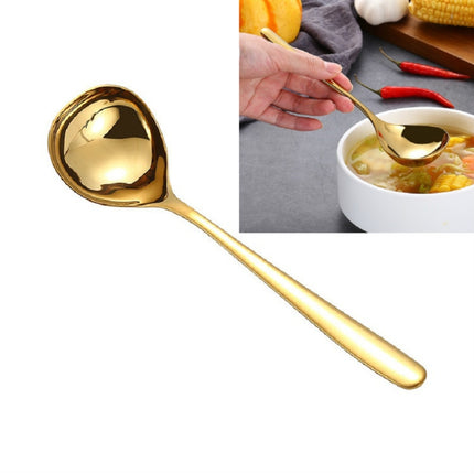 3 PCS Stainless Steel Sauce Spoon Creative Big Head Long Handle Spoon, Color:Gold-garmade.com