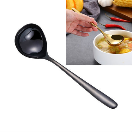 3 PCS Stainless Steel Sauce Spoon Creative Big Head Long Handle Spoon, Color:Black-garmade.com