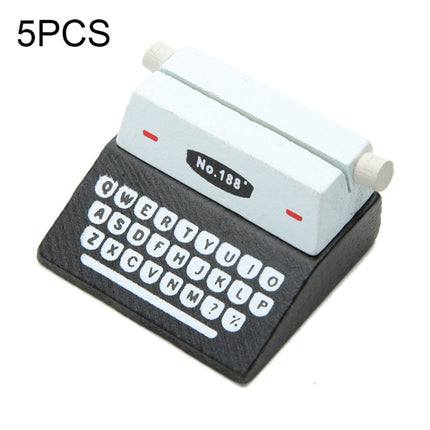 5 PCS Creative Coffee Vintage Wooden Typewriter Photo Card Desk Messege Memo Holder Stand Card Holder(Black)-garmade.com