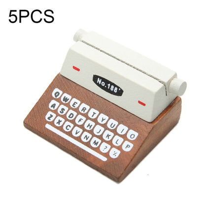 5 PCS Creative Coffee Vintage Wooden Typewriter Photo Card Desk Messege Memo Holder Stand Card Holder(Coffee)-garmade.com