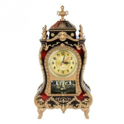 Alarm Clock Vintage Clock Classical Royalty Sitting Room TV Cabinet Desk Imperial Furnishing Creative Sit Pendulum Clock(Brown)-garmade.com