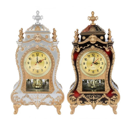Alarm Clock Vintage Clock Classical Royalty Sitting Room TV Cabinet Desk Imperial Furnishing Creative Sit Pendulum Clock(Brown)-garmade.com