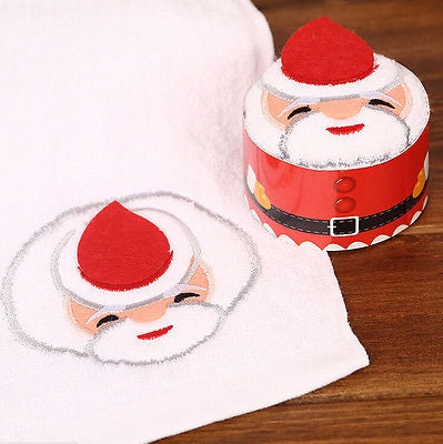 Christmas Creative Cake Towel Gift Washcloth Christmas Cute Towel Presents(Santa Claus)-garmade.com