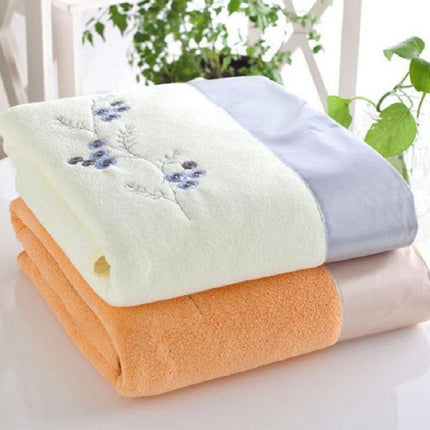 Microfiber Flower Embroidered Bath Towel(Brown)-garmade.com
