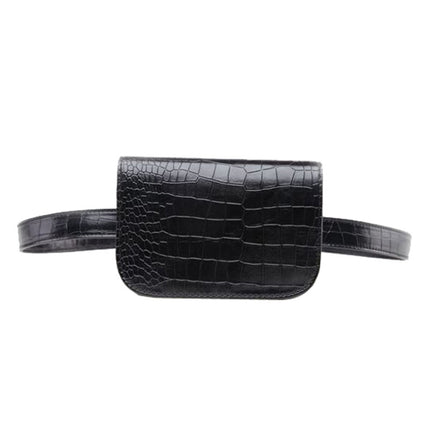 Vintage Women Alligator PU Leather Waist Pack Travel Belt Wallets Fanny Bags(Black-S)-garmade.com