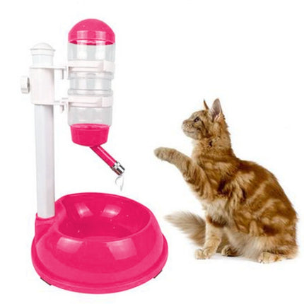 Liftable Automatic Drinking Fountain Pet Bowl Feeder Supplies(Rose Red)-garmade.com