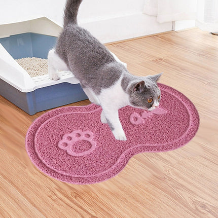 Lovely PVC Cat Litter Mat Eight-shaped Anti-skid Placemat Pet Supplies(Pink)-garmade.com