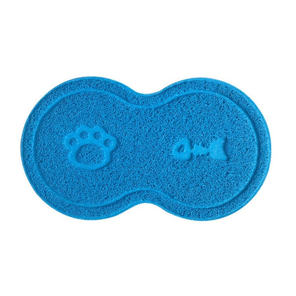 Lovely PVC Cat Litter Mat Eight-shaped Anti-skid Placemat Pet Supplies(Light Blue)-garmade.com