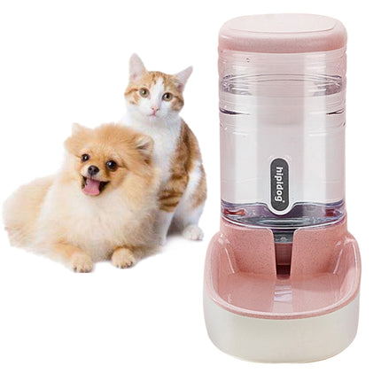 3.8L Grain Storage Bucket Cat Automatic Pet Feeder Water Dispenser, Style:Drinking Fountain(Pink)-garmade.com