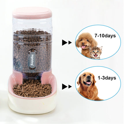 3.8L Grain Storage Bucket Cat Automatic Pet Feeder Water Dispenser, Style:Drinking Fountain(Pink)-garmade.com