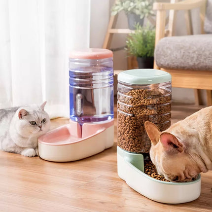 3.8L Grain Storage Bucket Cat Automatic Pet Feeder Water Dispenser, Style:Food Bowl(Pink)-garmade.com