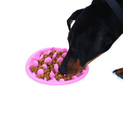 Pet Cat and Dog Jungle Silicone Anti-choke Food Bowl, Size:30.5x22.5cm(Pink)-garmade.com