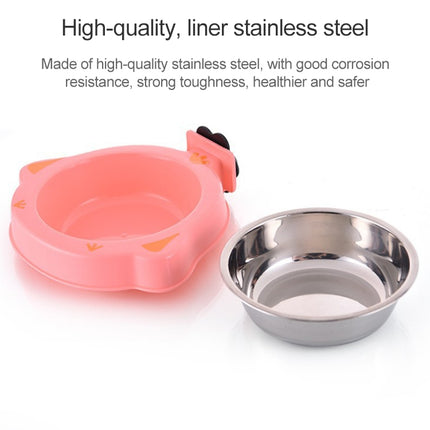 Pet Food Bowl Dog Cage Hanging Stainless Steel Fixed Bowl(Pink)-garmade.com
