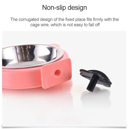 Pet Food Bowl Dog Cage Hanging Stainless Steel Fixed Bowl(Pink)-garmade.com