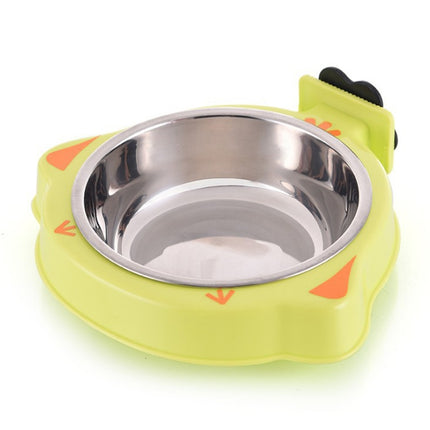 Pet Food Bowl Dog Cage Hanging Stainless Steel Fixed Bowl(Green)-garmade.com