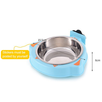 Pet Food Bowl Dog Cage Hanging Stainless Steel Fixed Bowl(Green)-garmade.com