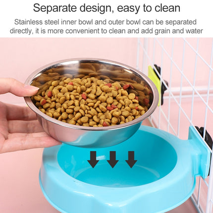 Pet Food Bowl Dog Cage Hanging Stainless Steel Fixed Bowl(Green)-garmade.com