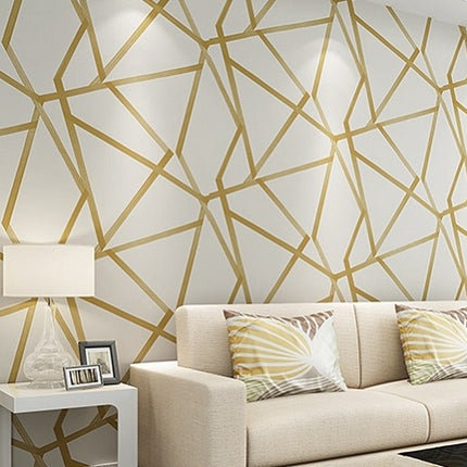 Modern Minimalist Geometric Pattern Non-woven Wallpaper Bedroom Living Room Wallpaper(Golden)-garmade.com
