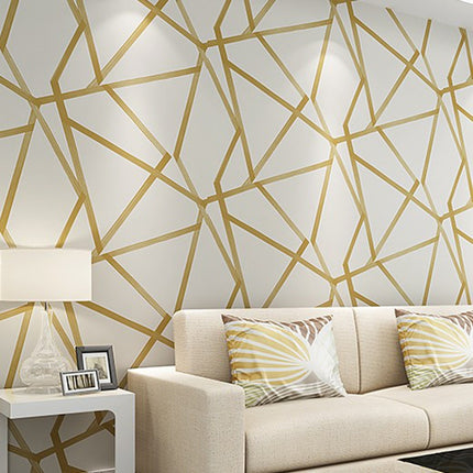 Modern Minimalist Geometric Pattern Non-woven Wallpaper Bedroom Living Room Wallpaper(Golden)-garmade.com