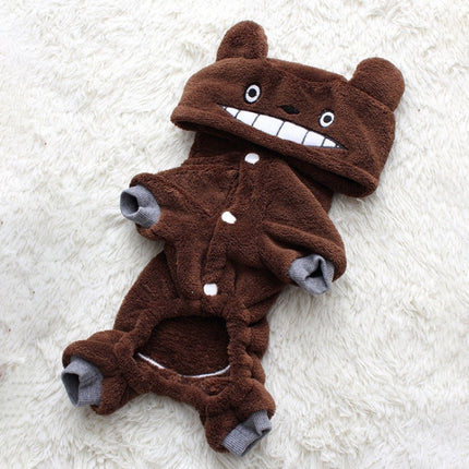 Pet Coral Fleece Costume Cute Chinchillas Dog Warm Coat, Size:XS(Coffee)-garmade.com