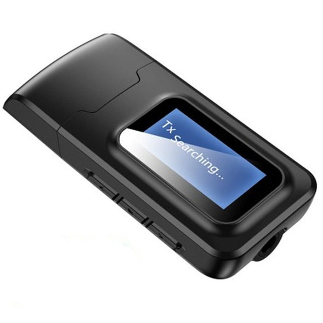 2 in 1 Bluetooth 5.0 Adapter USB Drive-free Wireless Audio Transmitter Receiver with LCD Display-garmade.com