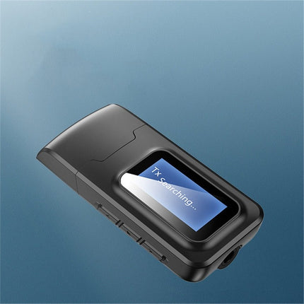 2 in 1 Bluetooth 5.0 Adapter USB Drive-free Wireless Audio Transmitter Receiver with LCD Display-garmade.com