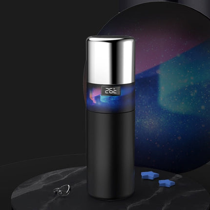 Creative Intelligent USB Rechargeable Cold Warm Cup Cool 55 Degrees Vacuum Flask With Handle 316 Stainless Steel Smart Water Cup, Capacity:340ml, Style:Black Aurora-garmade.com