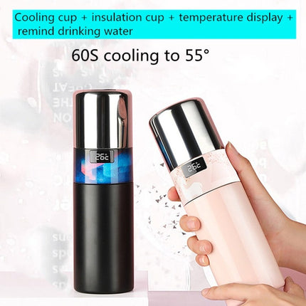 Creative Intelligent USB Rechargeable Cold Warm Cup Cool 55 Degrees Vacuum Flask With Handle 316 Stainless Steel Smart Water Cup, Capacity:340ml, Style:Black Aurora-garmade.com