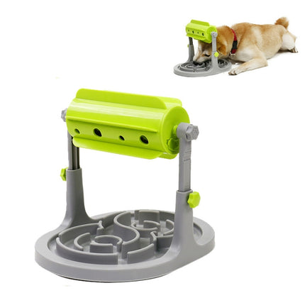 Pet Supplies Cats and Dogs Food Bowl Toy Drum Type Food Leaker Adjustable Food Utensils(Green)-garmade.com