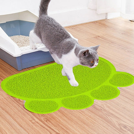 PVC Claw Shaped Cat Litter Mat Pet Placemat Anti-skid Floor Mat Pet Supplies(Yellow Green)-garmade.com