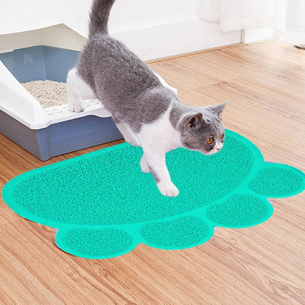 PVC Claw Shaped Cat Litter Mat Pet Placemat Anti-skid Floor Mat Pet Supplies(Lake Blue)-garmade.com