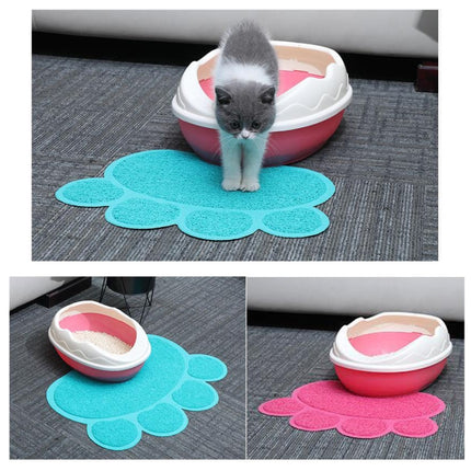 PVC Claw Shaped Cat Litter Mat Pet Placemat Anti-skid Floor Mat Pet Supplies(Light Blue)-garmade.com