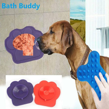 Pet Silicone Fixed Suction Cup Bowl Slow Eating Divert Attention Bath Products(Red)-garmade.com