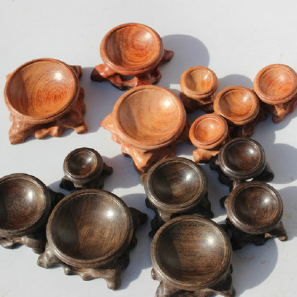 Crystal Ball Wenwan Wooden Base Ornaments, Specification:Rosewood 2×2.5cm-garmade.com