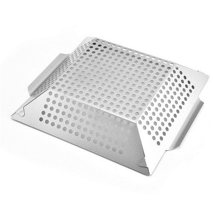 Stainless Steel Square Grill Leak Tray With Hole Grill Tray Outdoor Grill Tool BBQ Vegetables 12 inch Grill Tray-garmade.com