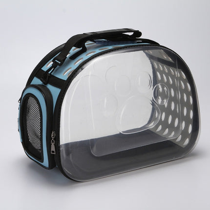 Outdoor Foldable Transparent Puppy Travel Breathable Carrying Bags Shoulder Bags, Size:S (Blue)-garmade.com