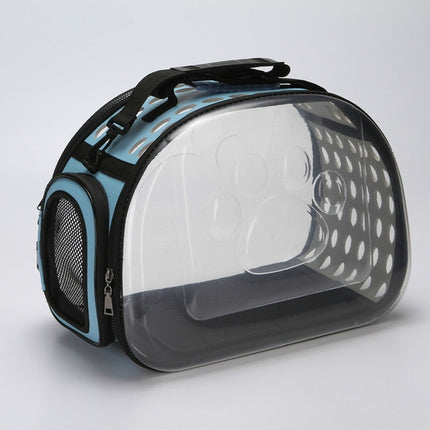 Outdoor Foldable Transparent Puppy Travel Breathable Carrying Bags Shoulder Bags, Size:L (Blue)-garmade.com