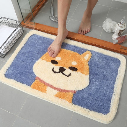 Cartoon Flocking Carpet Home Bathroom Non-slip Absorbent Pad, Size:45×65 cm(Akita)-garmade.com