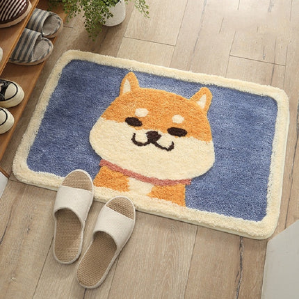 Cartoon Flocking Carpet Home Bathroom Non-slip Absorbent Pad, Size:45×65 cm(Akita)-garmade.com