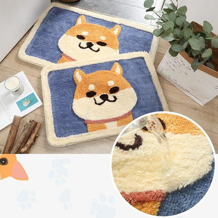 Cartoon Flocking Carpet Home Bathroom Non-slip Absorbent Pad, Size:45×65 cm(Akita)-garmade.com