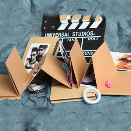 Movie Board Paste Accordion Folding Creative DIY Manual Album Book(Black Card)-garmade.com