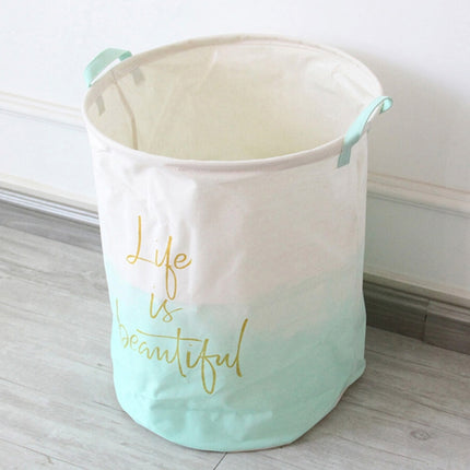 Household Foldable Organizer Laundry Hamper Bucket Dirty Clothes Storage Baskets(Green Gradient)-garmade.com