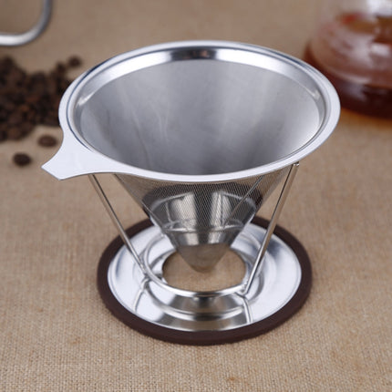Stainless Steel Filter Cone Filter Cartridge Tea Coffee Free Paper Filter Cup(Silver)-garmade.com