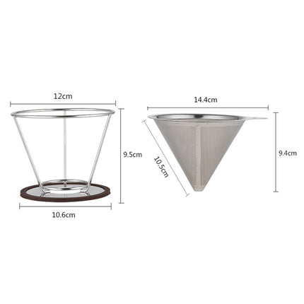 Stainless Steel Filter Cone Filter Cartridge Tea Coffee Free Paper Filter Cup(Silver)-garmade.com